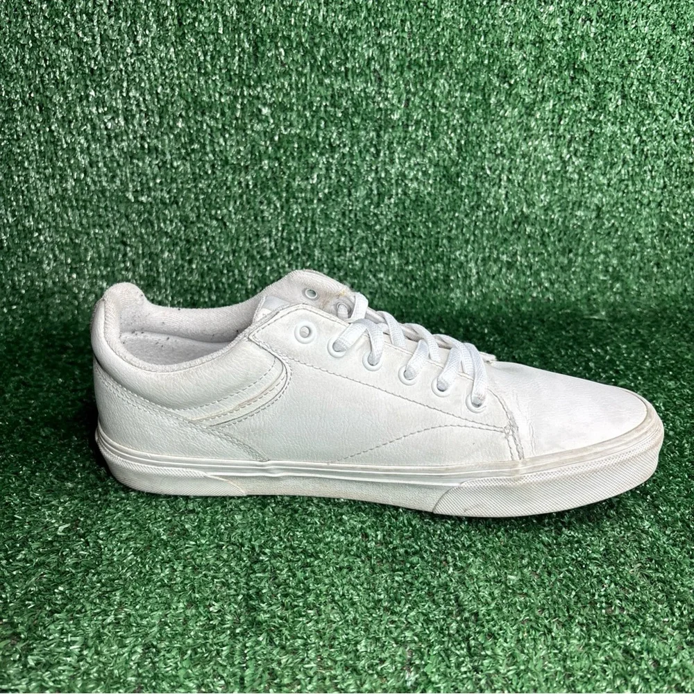 Vans Leather Trainers Triple White Skate Sport Shoes Mens Size‎ 9.5